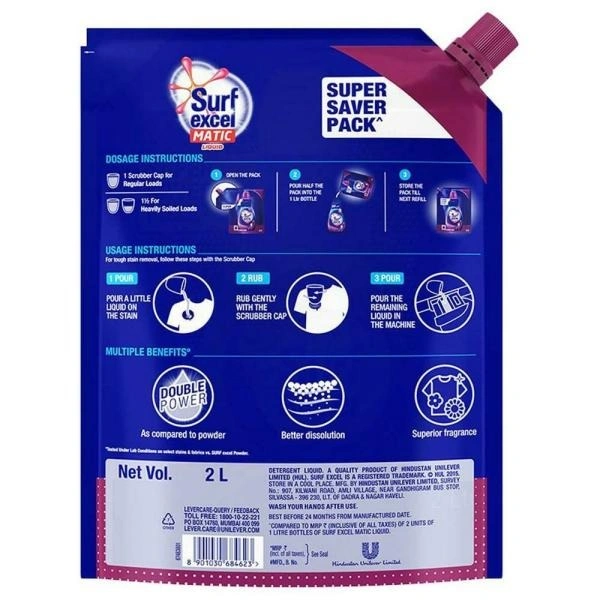 Surf Excel Matic Front Load Liquid Detergent 2 L