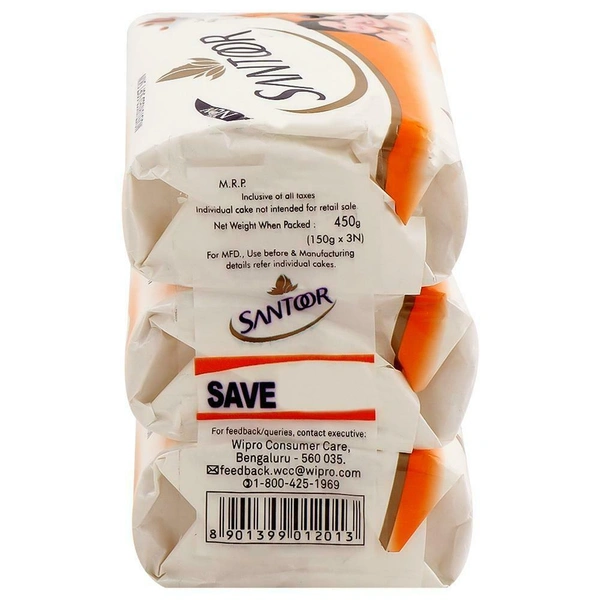 Santoor Almond Soft & Sandal Soap 150 g (Pack of 3)