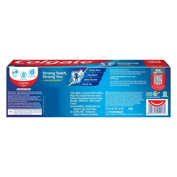 Colgate Strong Teeth Dental Cream Toothpaste with Toothbrush (200 g + 100 g)