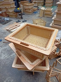Wicker Kitchen Basket - wooden, 450x500x200mm with chanal