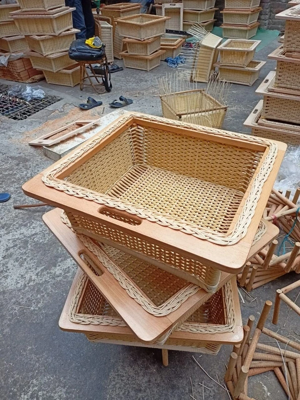 Wicker Kitchen Basket - wooden, 450x500x200mm with chanal