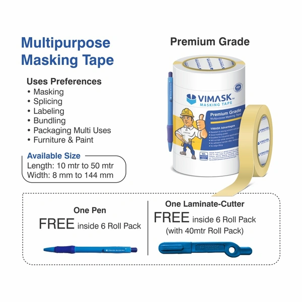 Masking Tape - Cream 22x8mm, 20mtr All Brands Available