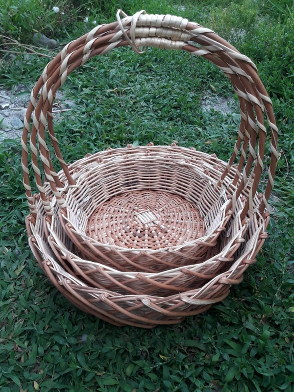 Round Cane Basket 14" & 12" - Wooden, 14"&12round Price Per Set