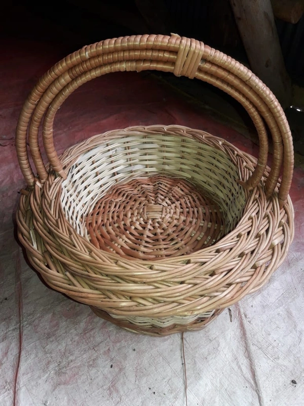 Round Cane Basket 14" & 12" - Wooden, 10x10x3"