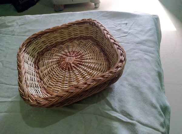Seqare Cane Basket 14"&12" - Wooden, 12"&10"&14"