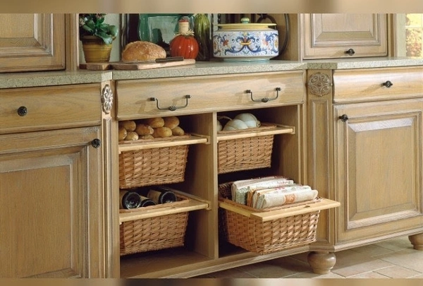 H M Decor Wicker Kitchen Basket - Nature Wooden, 520x500x100&150&200mm