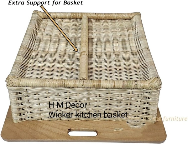 H M Decor Wicker Kitchen Basket - Nature Wooden, 520x500x100&150&200mm