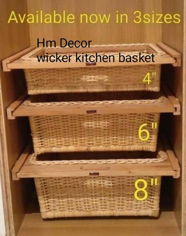 H M Decor Wicker Kitchen Basket - Nature Wooden, 620x500x100&150&200mm