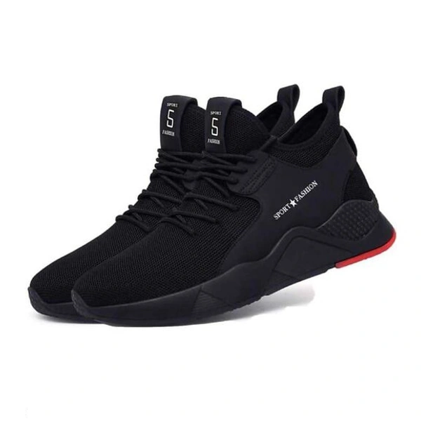 Black Solid Running Shoes For Men - Black, 5