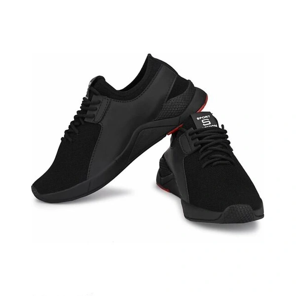 Black Solid Running Shoes For Men - Black, 5