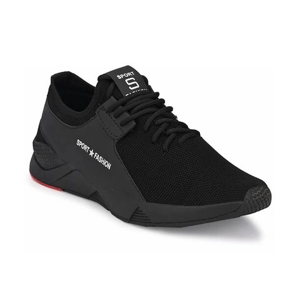 Black Solid Running Shoes For Men - Black, 5