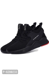 Black Solid Running Shoes For Men - Black, 5