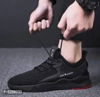 Black Solid Running Shoes For Men - Black, 5