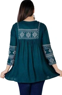 Women Embrodery Green Tops & Tunics - Green, Free Size, E Size - S M L Xl Xxl Xxxl Xxxxl