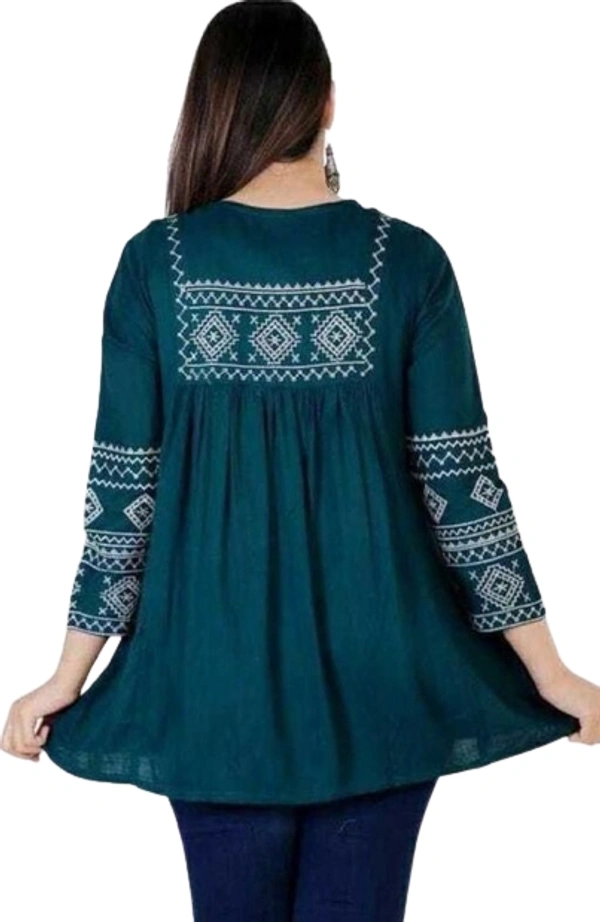Women Embrodery Green Tops & Tunics - Green, Free Size, E Size - S M L Xl Xxl Xxxl Xxxxl