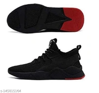 Sports Black Solid Running Shoes For Men - Black, 6
