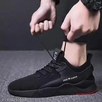 Sports Black Solid Running Shoes For Men - Black, 9