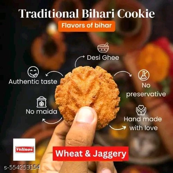 Velinos Traditional Bihari Thekua – 250gm | Jaggery Wheat Snack - Pack Of 1