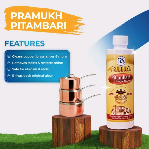 Hk Pramukh  Pramukh Pitambari Magic Power Metal Cleaner for Copper, Brass, Silver, Aluminium, Iron, Steel, Restores Shine 200Ml