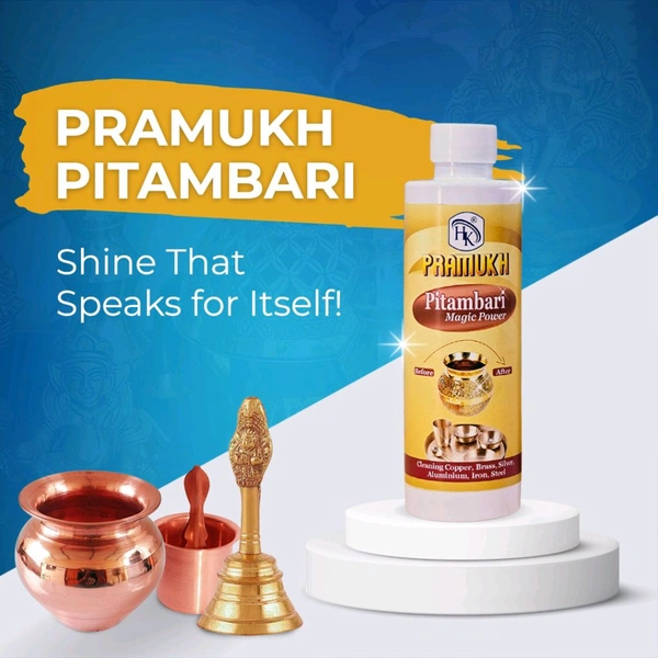 Hk Pramukh  Pramukh Pitambari Magic Power Metal Cleaner for Copper, Brass, Silver, Aluminium, Iron, Steel, Restores Shine 200Ml