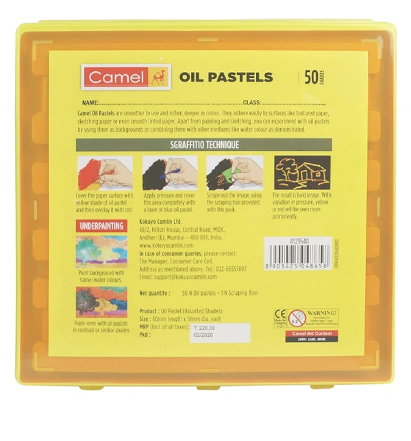 CAMEL OIL PASTELS 50 COLOUR SHEDS