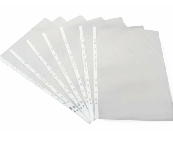 PLASTIC TRANSPARENT PUNCHED FOLDER A4 SIZE 240 MICRO  50 PCS