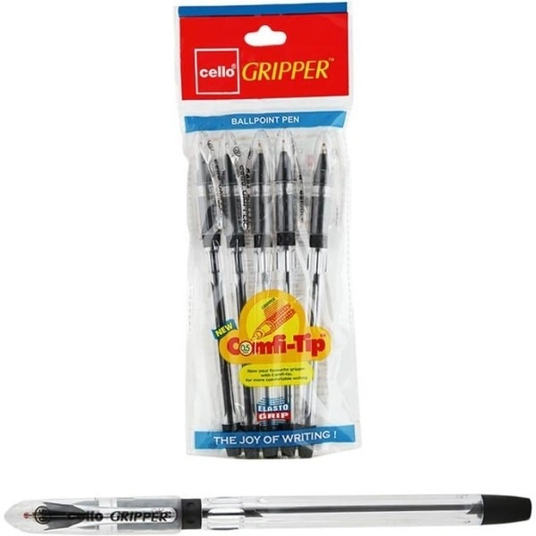 CELLO GRIPPER BALL PEN BLACK - 10 PCS 