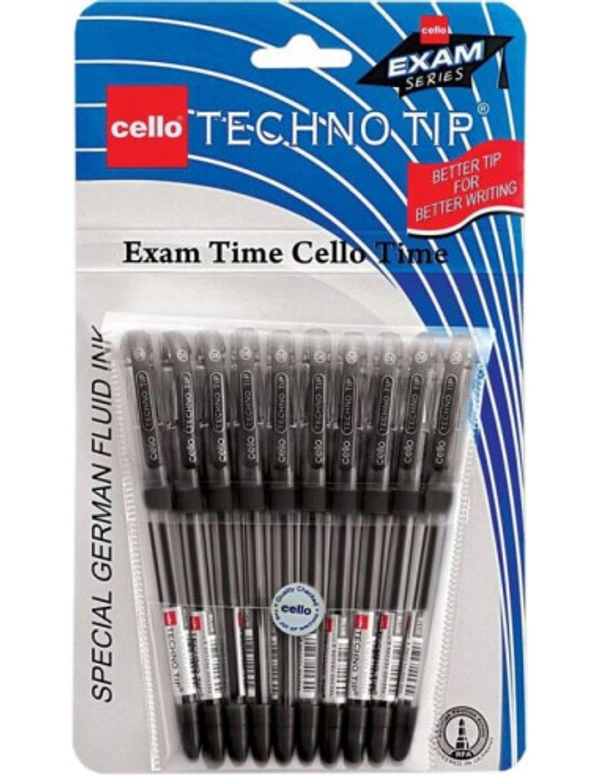CELLO TECHNO TIP BALL PEN BLACK - 10 PCS