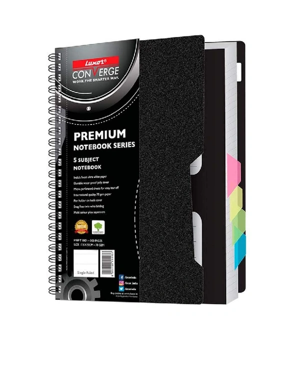 LUXAR 5 SUBJ8 SINGLE RULED NOTEBOOK B5 , 70 GSM , 300 PAGES