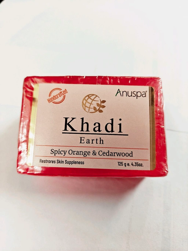 anuspa khadi bath soap ( buy 1 get 1 free ) spicy orange cedarwood 