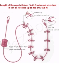 Cloth drying rope with clips... and hook