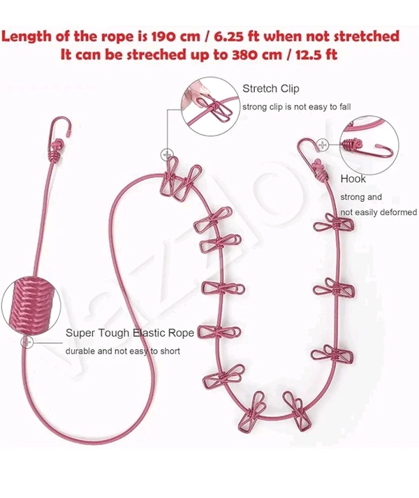 Cloth drying rope with clips... and hook