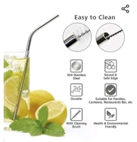 4 Stainless steel straw with 1 brush 