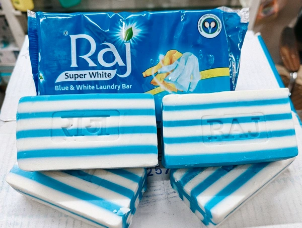 Raj blue & white laundry soap pack ( 5 pcs )