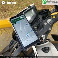 Bobo Gears BOBO BM5 Claw-Grip Aluminium Bike Phone Holder (With Fast USB 3.0 Charger) Motorcycle Mobile Mount (Black) 
