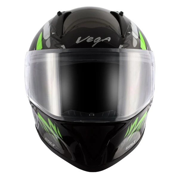 Vega Bolt Bunny Dull Black Green Helmet  - M