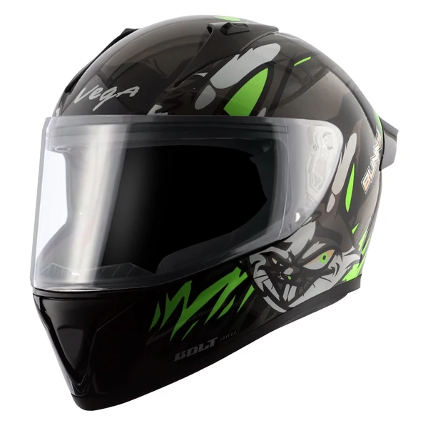 Vega Bolt Bunny Dull Black Green Helmet  - M