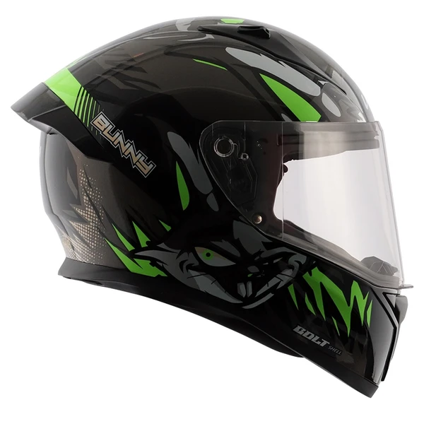 Vega Bolt Bunny Dull Black Green Helmet  - L