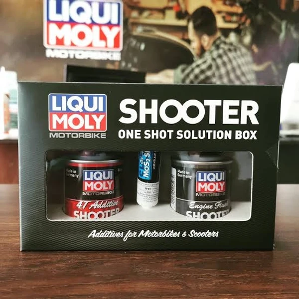 Liqui Moly Combo of 4T Shooter (80 ml), Flush Shooter (80 ml) and Mos2 Additive Shooter (20 ml) for Motorbikes