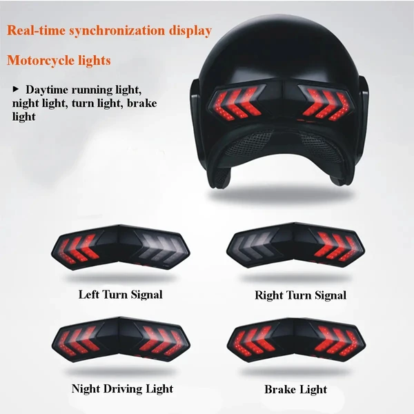 Generic Wireless Motorcycle Helmet LED Safety Light 4 Mode USB Charging Bike Turn Signal Warning Brake Lights