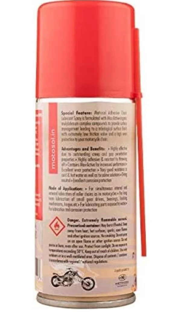 Motosol Adhesive Chain Lubricant Spray for All Bikes - 150 ml