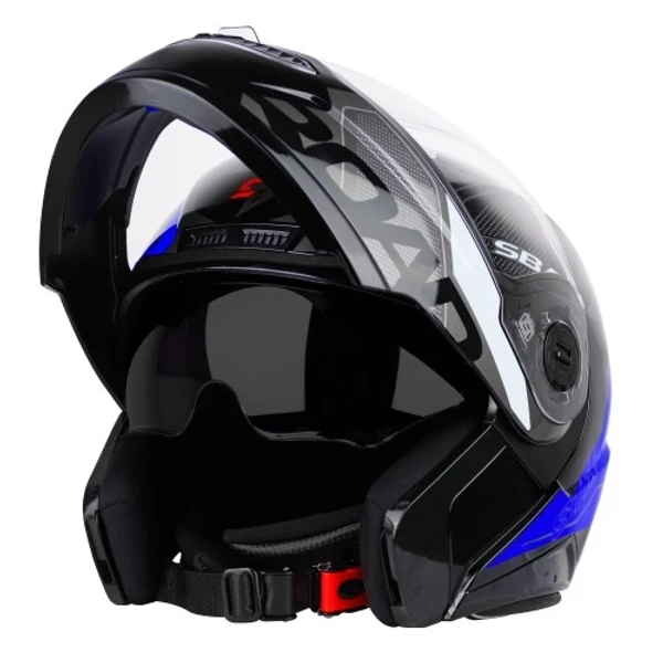 Steelbird SBA-7 ROAD Glossy Black With Blue (with Inner Sun Shield) - L