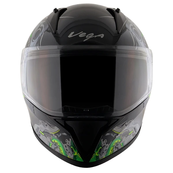 Vega Bolt Octopus Black Neon Green Glossy Helmet - M