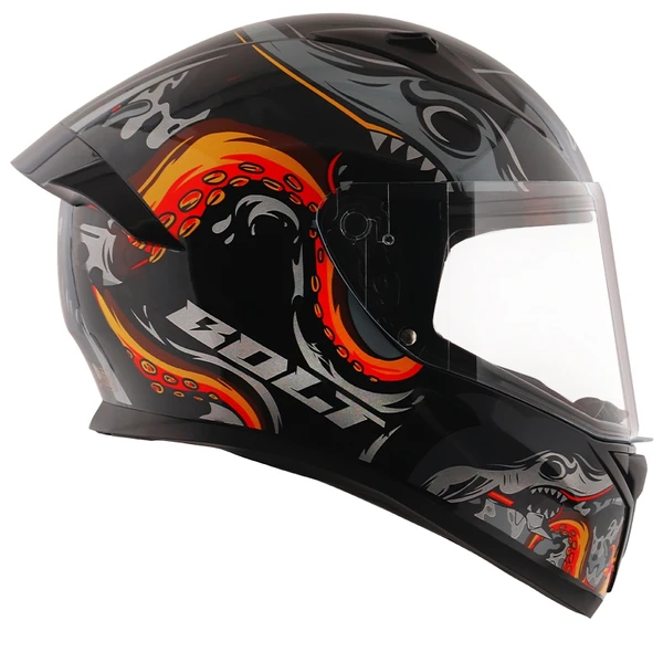 Vega Bolt Octopus Black Orange Gloss Helmet - L