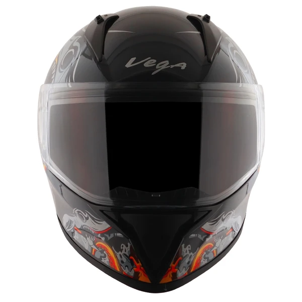 Vega Bolt Octopus Black Orange Gloss Helmet - L