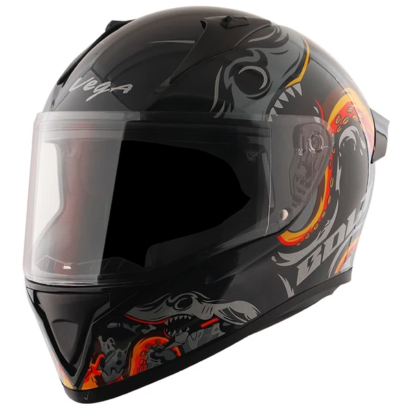 Vega Bolt Octopus Black Orange Gloss Helmet - L