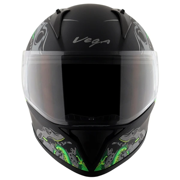 Vega Bolt Octopus Dull Black Neon Green Helmet - L