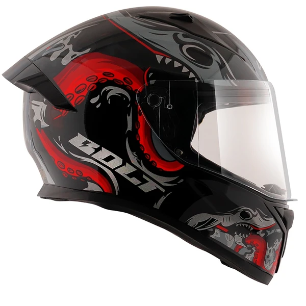 Vega Bolt Octopus Black Red Gloss Helmet - M