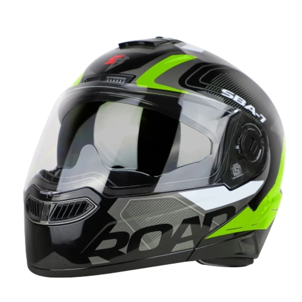 Steelbird SBA-7 ROAD Glossy Black With Neon (with Inner Sun Shield) - M