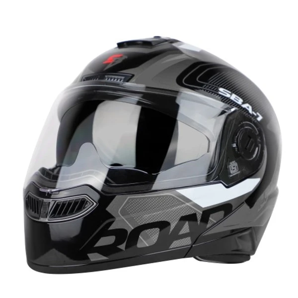 Steelbird SBA-7 ROAD Glossy Black With Grey (with Inner Sun Shield) - M